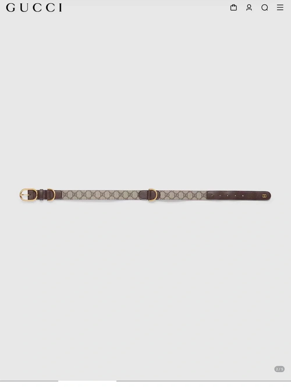 Gucci GG Canvas LEASH and COLLAR  with Gold Hardware
